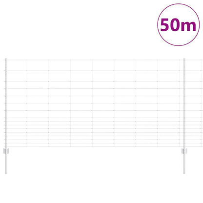 Zaun mit Pfosten Silber 1.2 x 50 m Stahl