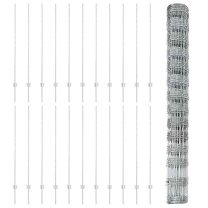 Zaun mit Pfosten Silber 1.4 x 50 m Stahl