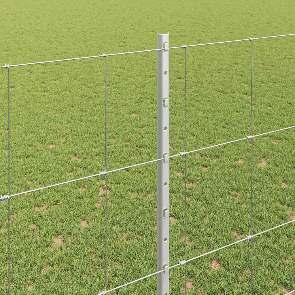 Zaun mit Pfosten Silber 1,5 x 50 m Stahl