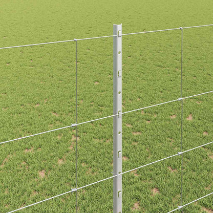 Zaun mit Pfosten Silber 1,5 x 50 m Stahl
