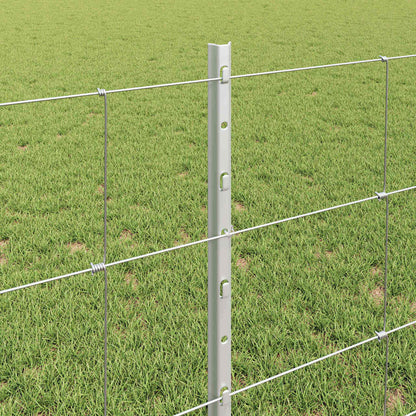 Zaun mit Pfosten Silber 0,8 x 100 m Stahl
