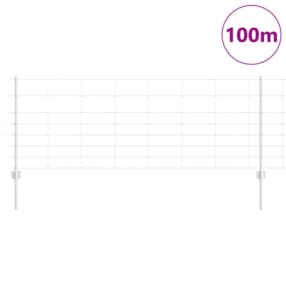 Zaun mit Pfosten Silber 0,8 x 100 m Stahl
