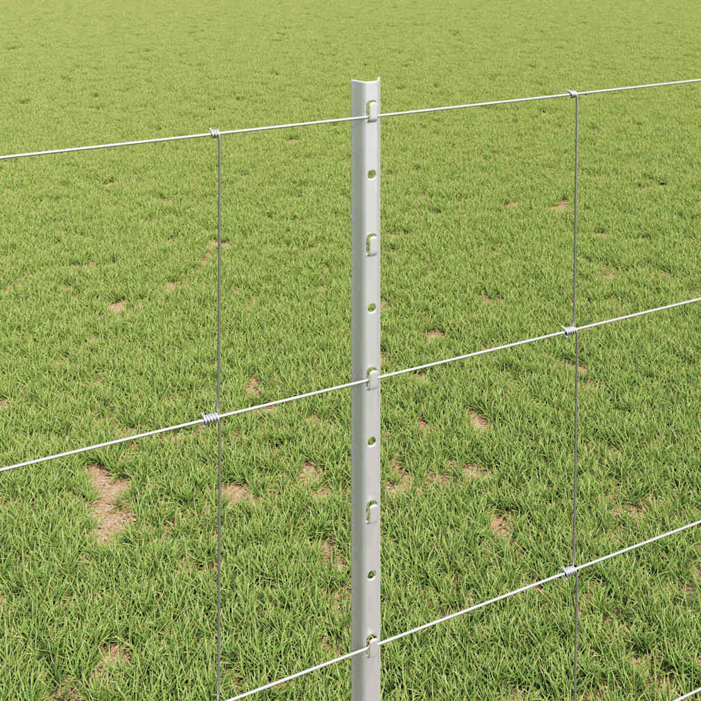 Zaun und Pfosten Silber 1 x 100 m Stahl