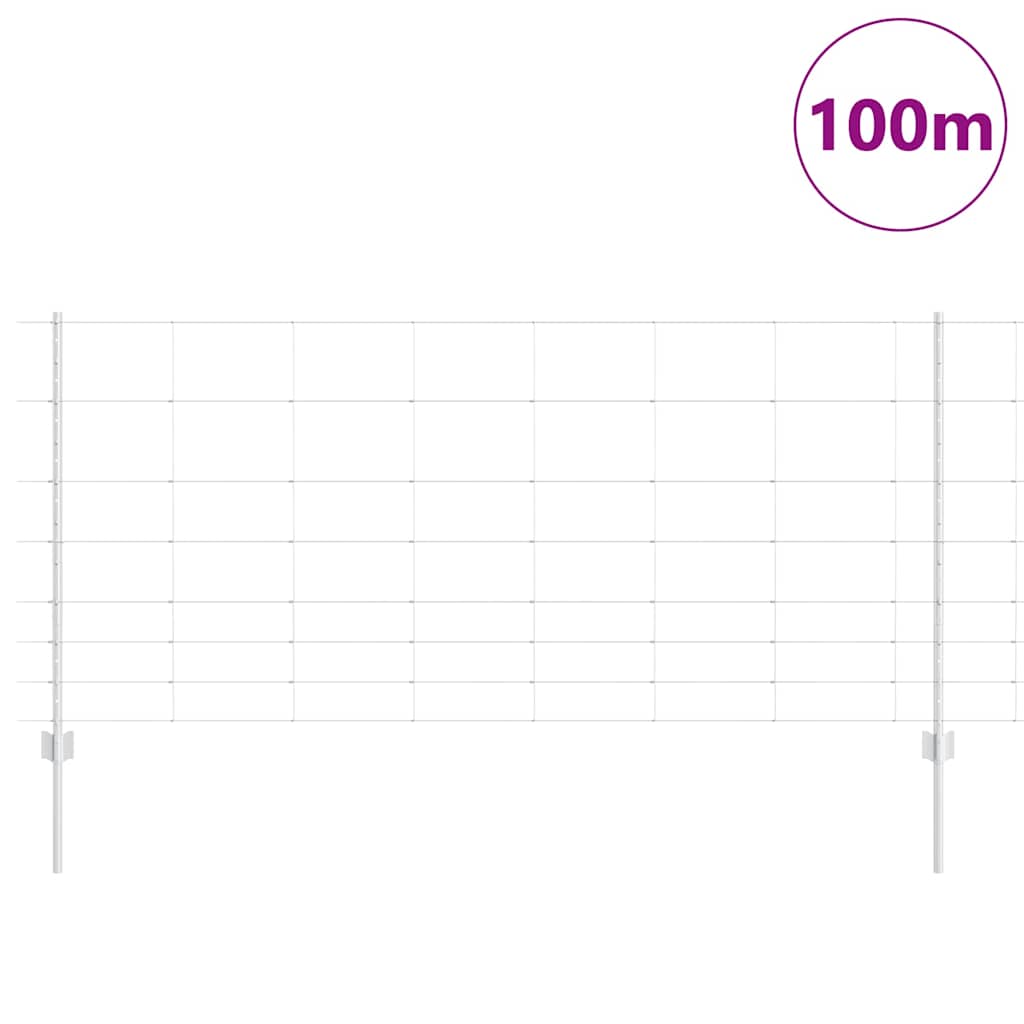 Zaun mit Pfosten Silber 1 x 100 m Stahl
