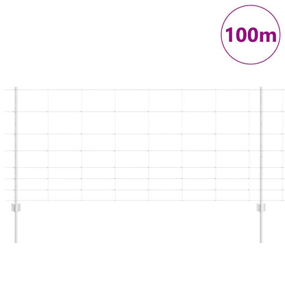 Zaun mit Pfosten Silber 1 x 100 m Stahl