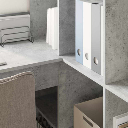 Eckschreibtisch mit Regal Betongrau 101,5 x 149,5 x 149,5 cm