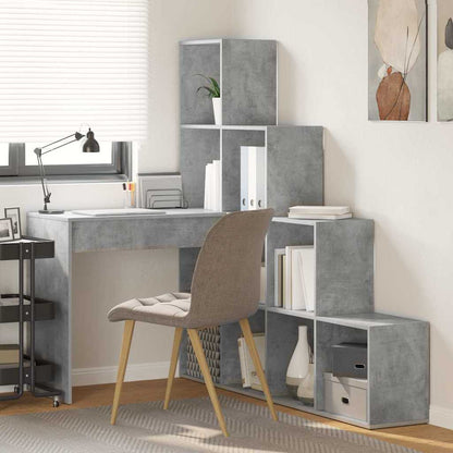Eckschreibtisch mit Regal Betongrau 101,5 x 149,5 x 149,5 cm
