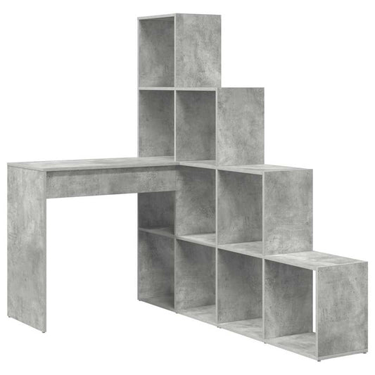 Eckschreibtisch mit Regal Betongrau 101,5 x 149,5 x 149,5 cm