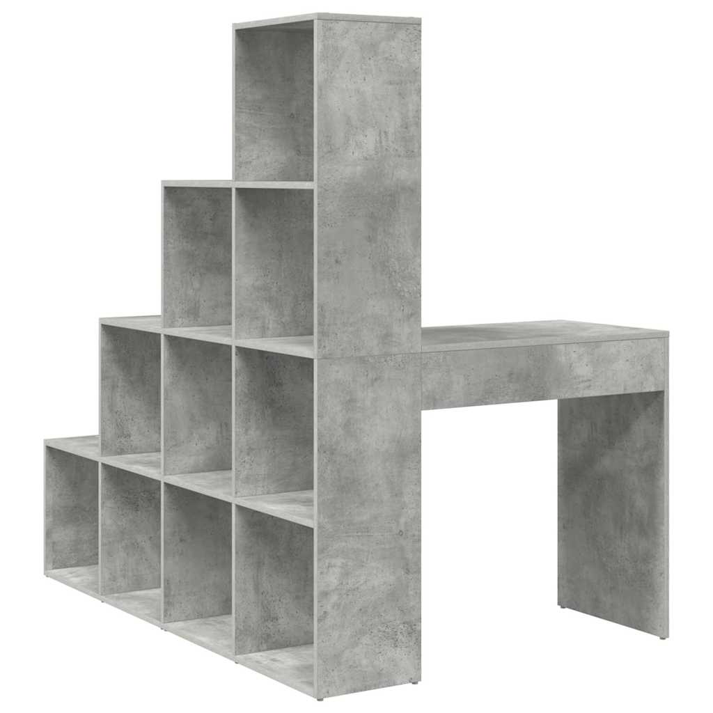 Eckschreibtisch mit Regal Betongrau 101,5 x 149,5 x 149,5 cm