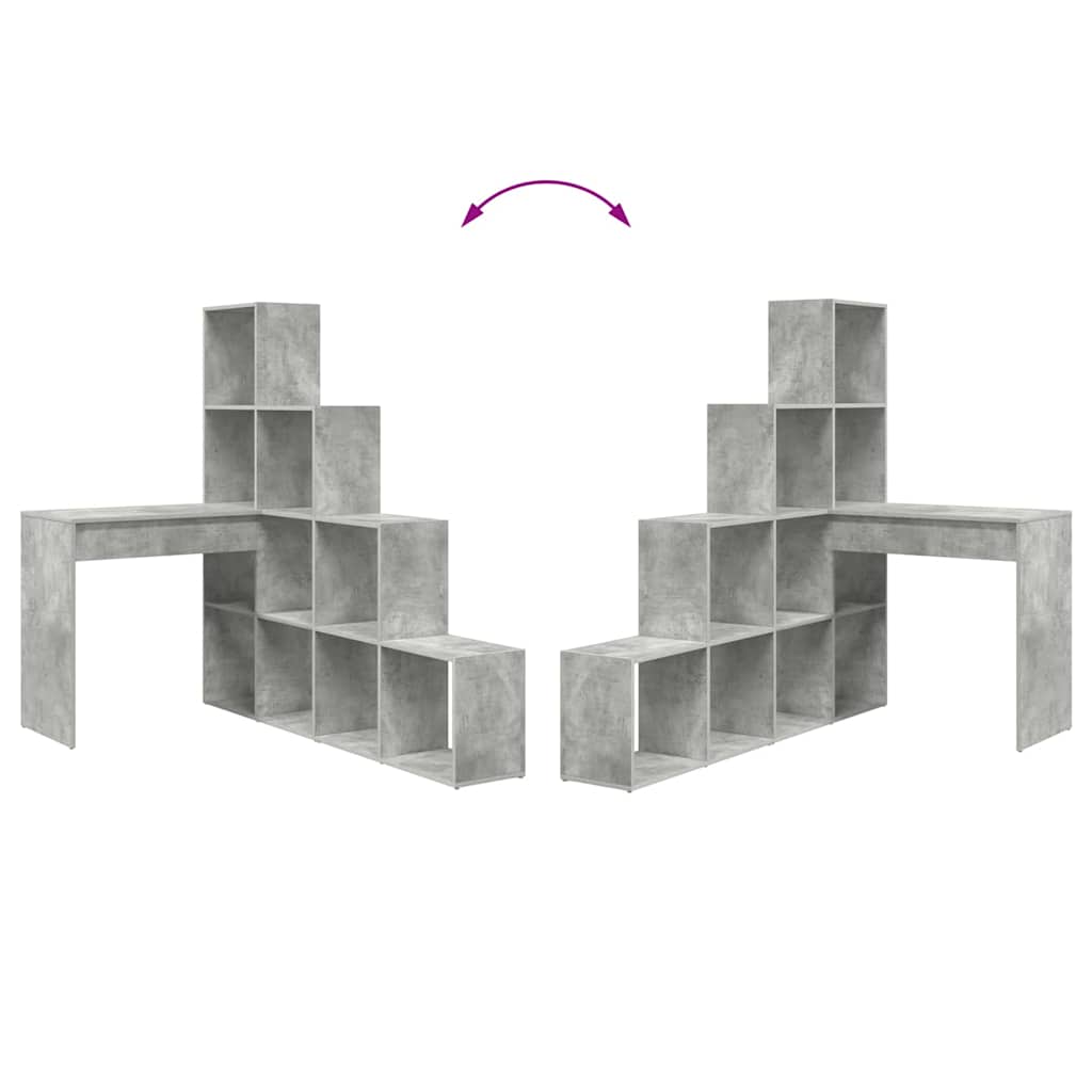 Eckschreibtisch mit Regal Betongrau 101,5 x 149,5 x 149,5 cm