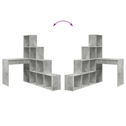 Eckschreibtisch mit Regal Betongrau 101,5 x 149,5 x 149,5 cm