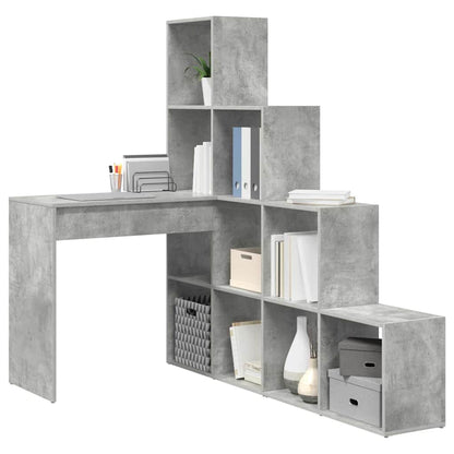 Eckschreibtisch mit Regal Betongrau 101,5 x 149,5 x 149,5 cm