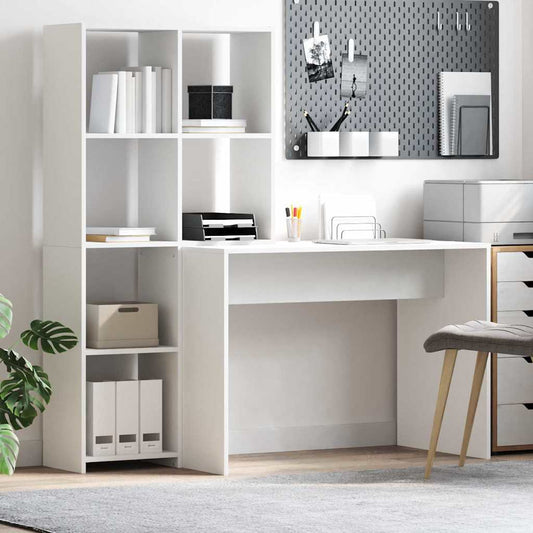 Schreibtisch mit Regal Weiß 138.5 x 55 x 143 cm Holzwerkstoff