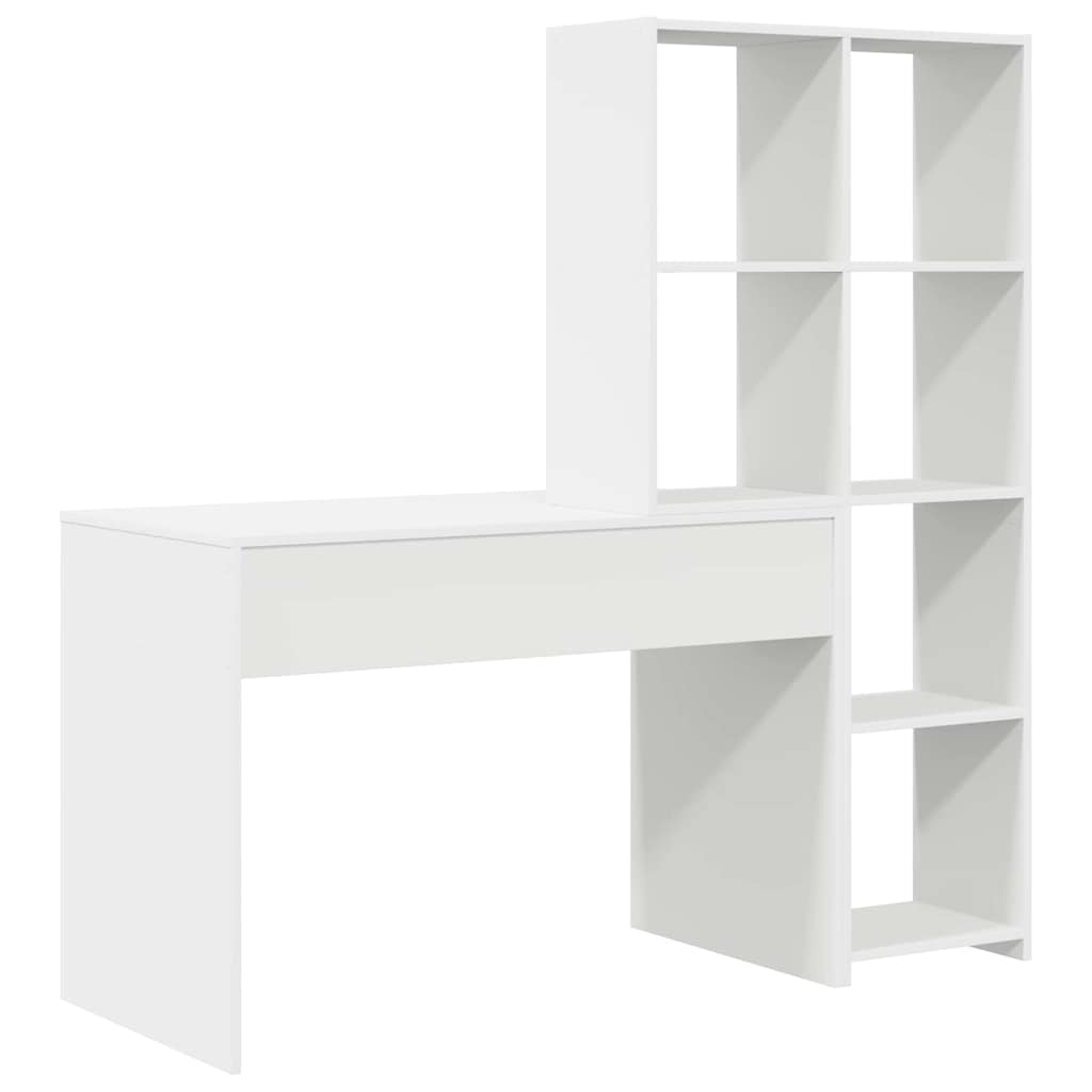 Schreibtisch mit Regal Weiß 138.5 x 55 x 143 cm Holzwerkstoff