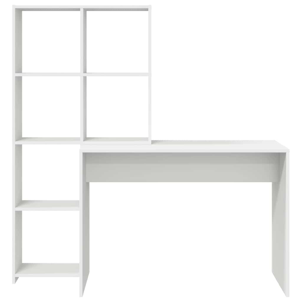 Schreibtisch mit Regal Weiß 138.5 x 55 x 143 cm Holzwerkstoff