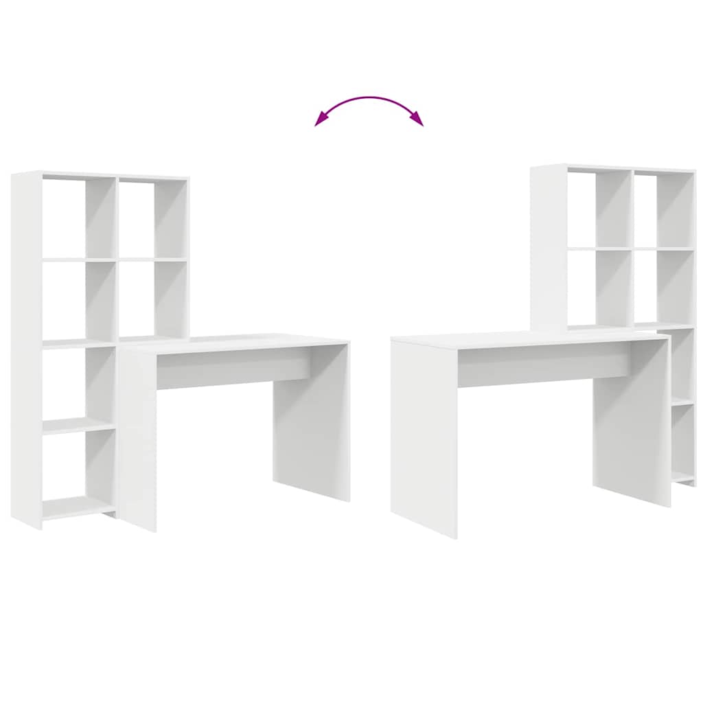 Schreibtisch mit Regal Weiß 138.5 x 55 x 143 cm Holzwerkstoff