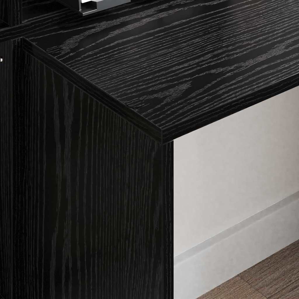 Schreibtisch mit Regal Schwarz Eichen-Optik 138.5 x 55 x 143 cm