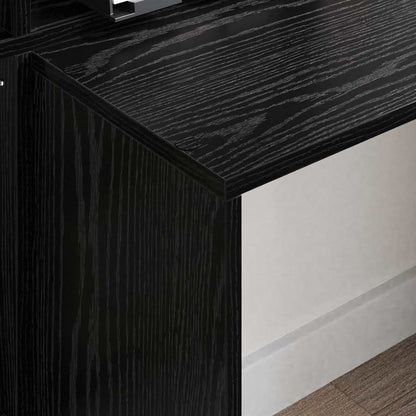 Schreibtisch mit Regal Schwarz Eichen-Optik 138.5 x 55 x 143 cm
