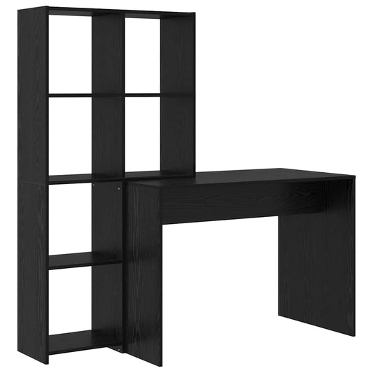 Schreibtisch mit Regal Schwarz Eichen-Optik 138.5 x 55 x 143 cm