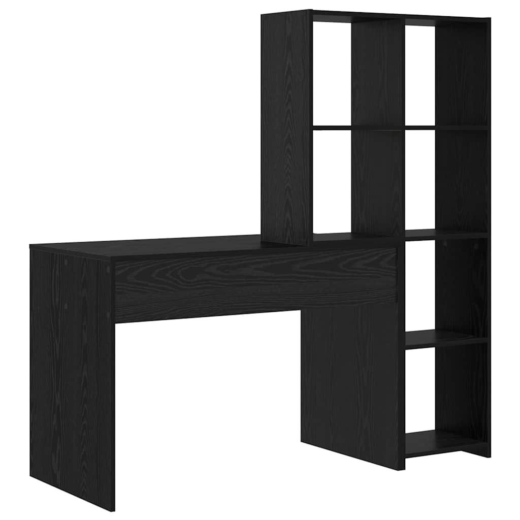 Schreibtisch mit Regal Schwarz Eichen-Optik 138.5 x 55 x 143 cm