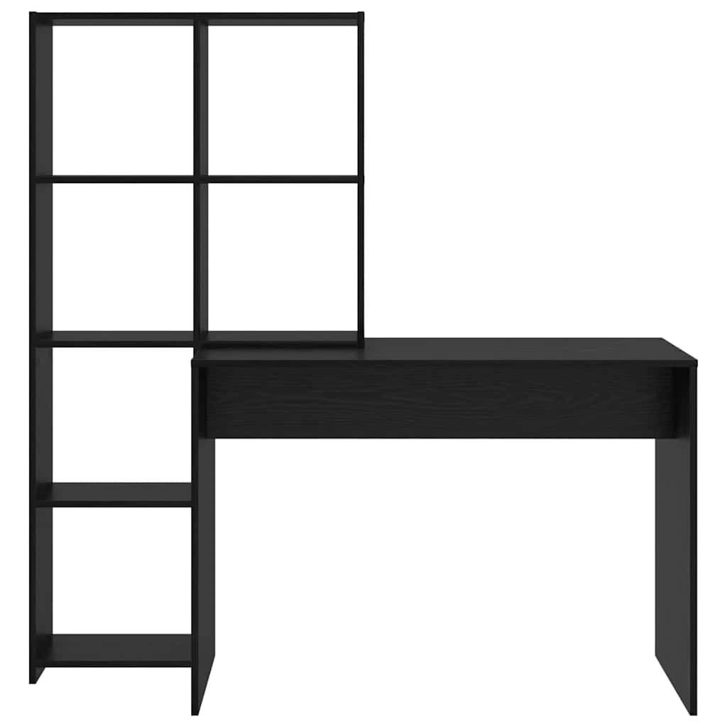 Schreibtisch mit Regal Schwarz Eichen-Optik 138.5 x 55 x 143 cm