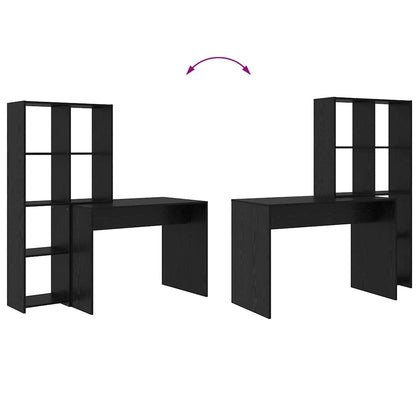 Schreibtisch mit Regal Schwarz Eichen-Optik 138.5 x 55 x 143 cm