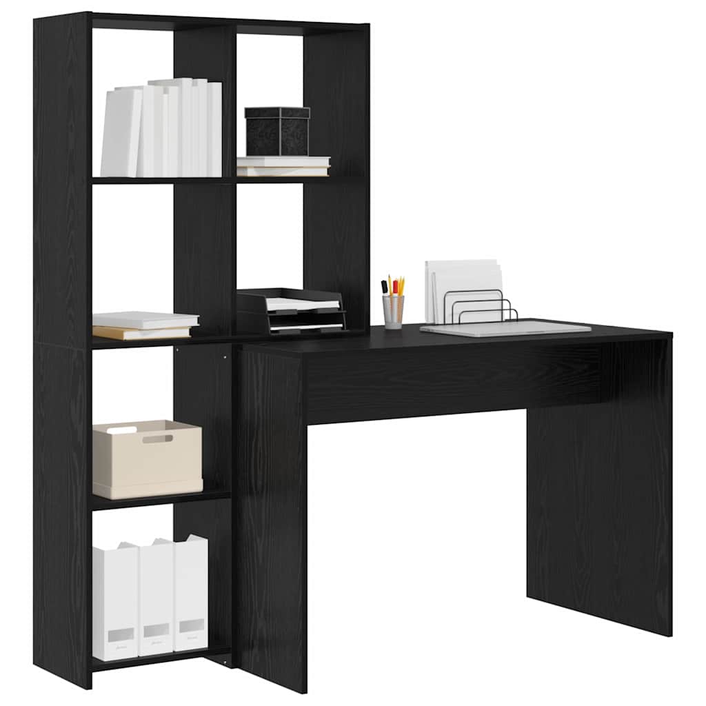 Schreibtisch mit Regal Schwarz Eichen-Optik 138.5 x 55 x 143 cm