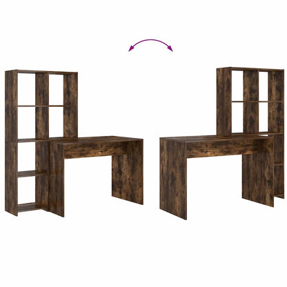 Schreibtisch Räuchereiche 138.5 x 55 x 143 cm Holzwerkstoff