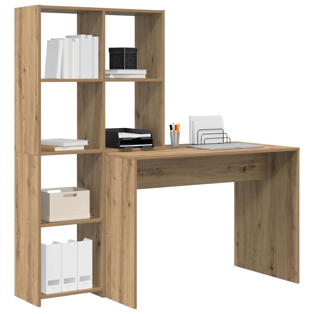 Schreibtisch mit Regal Eiche handwerklich 138.5 x 55 x 143 cm