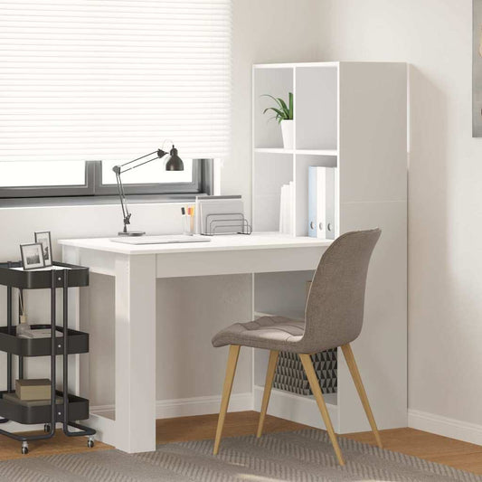 Schreibtisch mit Regal Weiß 122 x 67 x 145 cm Holzwerkstoff