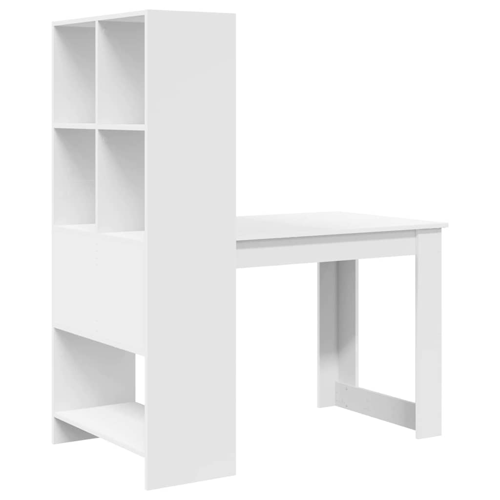 Schreibtisch mit Regal Weiß 122 x 67 x 145 cm Holzwerkstoff