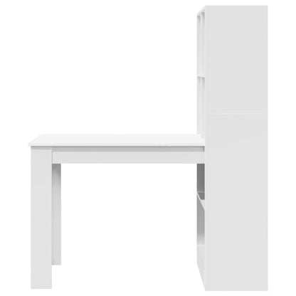 Schreibtisch mit Regal Weiß 122 x 67 x 145 cm Holzwerkstoff