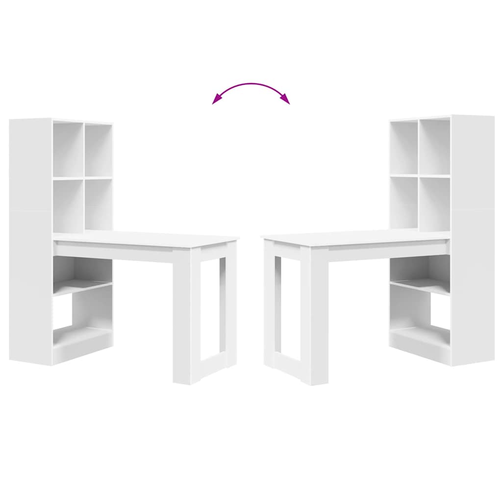 Schreibtisch mit Regal Weiß 122 x 67 x 145 cm Holzwerkstoff