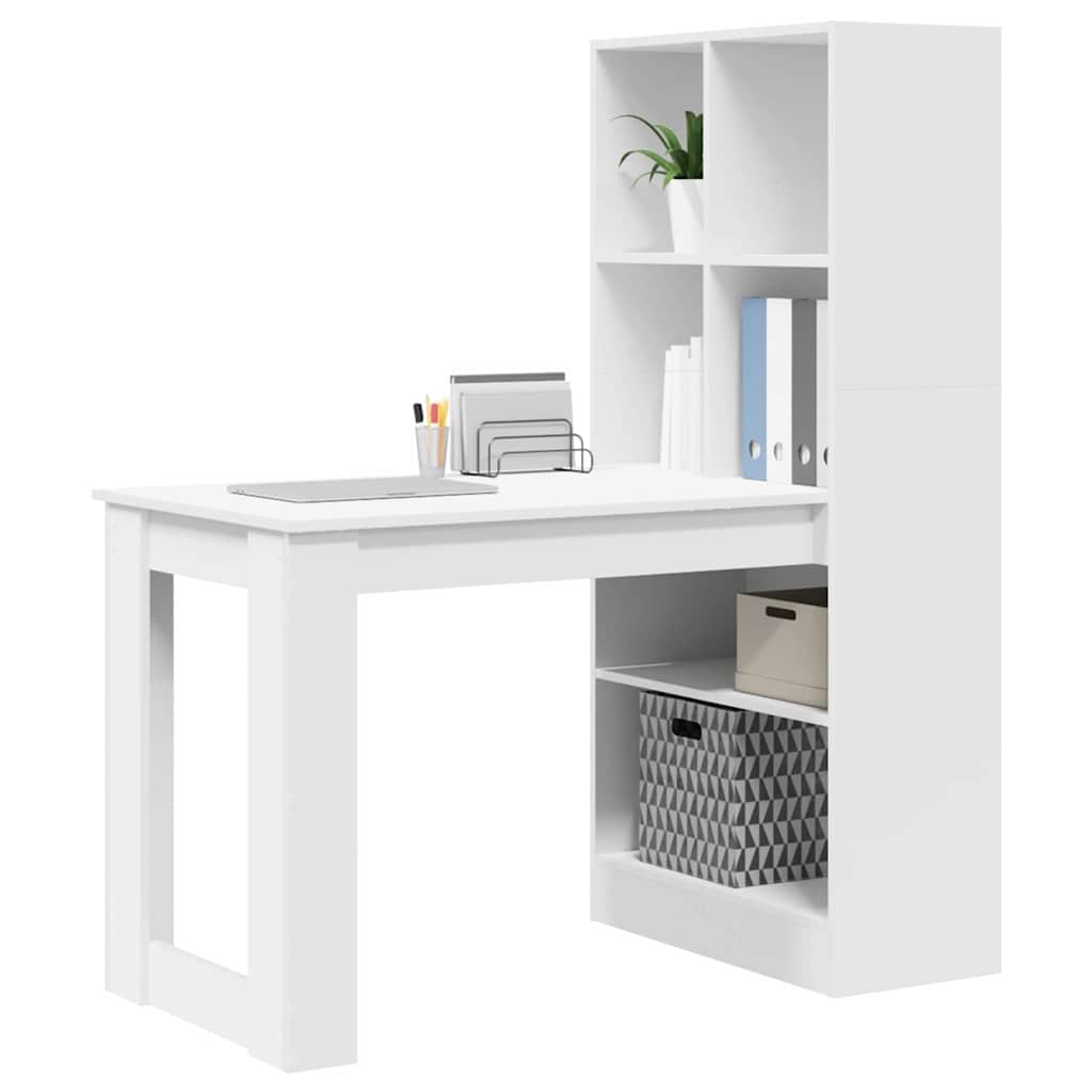Schreibtisch mit Regal Weiß 122 x 67 x 145 cm Holzwerkstoff