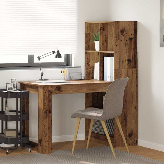 Schreibtisch mit Regal Altholz 122 x 67 x 145 cm Holzwerkstoff