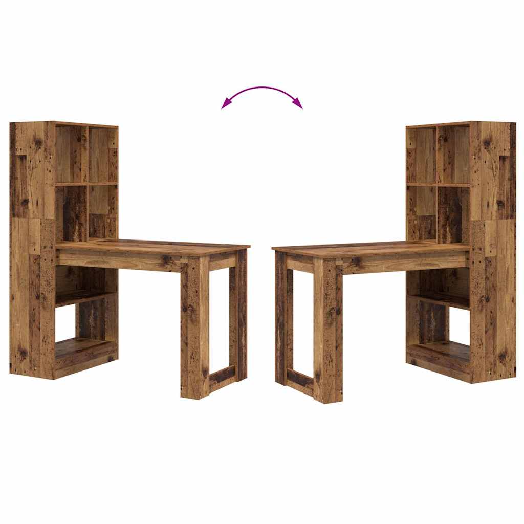 Schreibtisch mit Regal Altholz 122 x 67 x 145 cm Holzwerkstoff