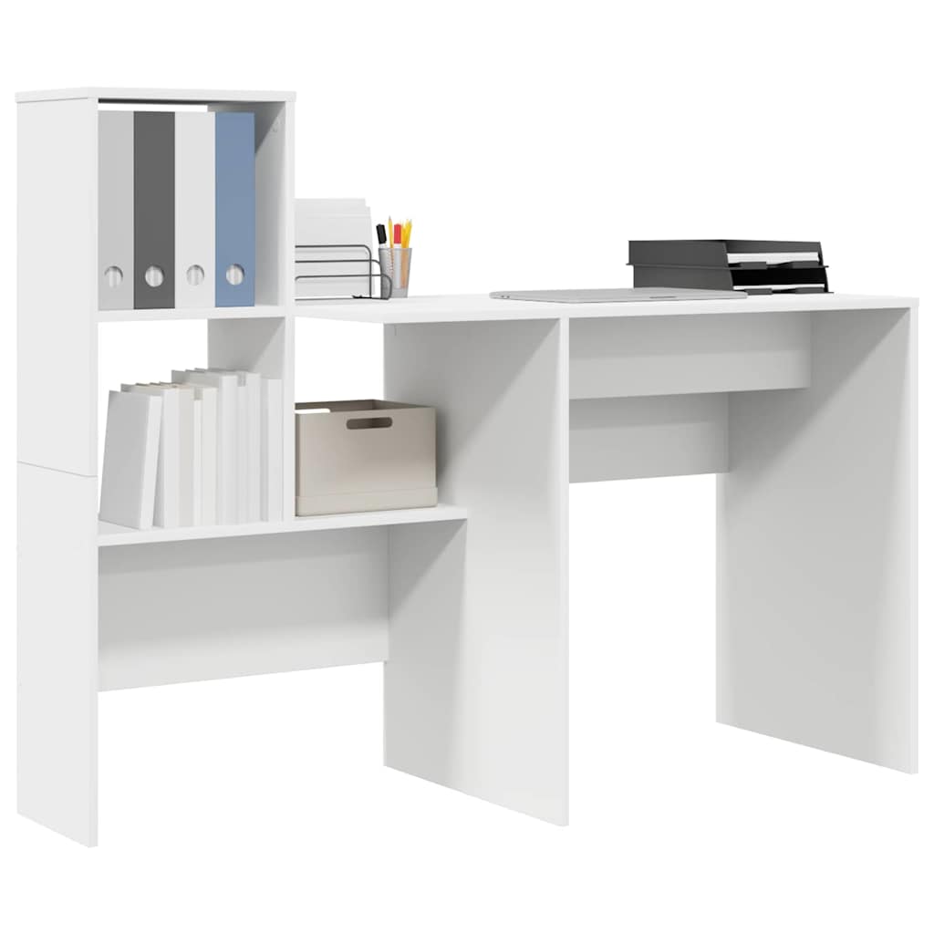 Schreibtisch mit Regal Weiß 131,5 x 50 x 106,5 cm Holzwerkstoff