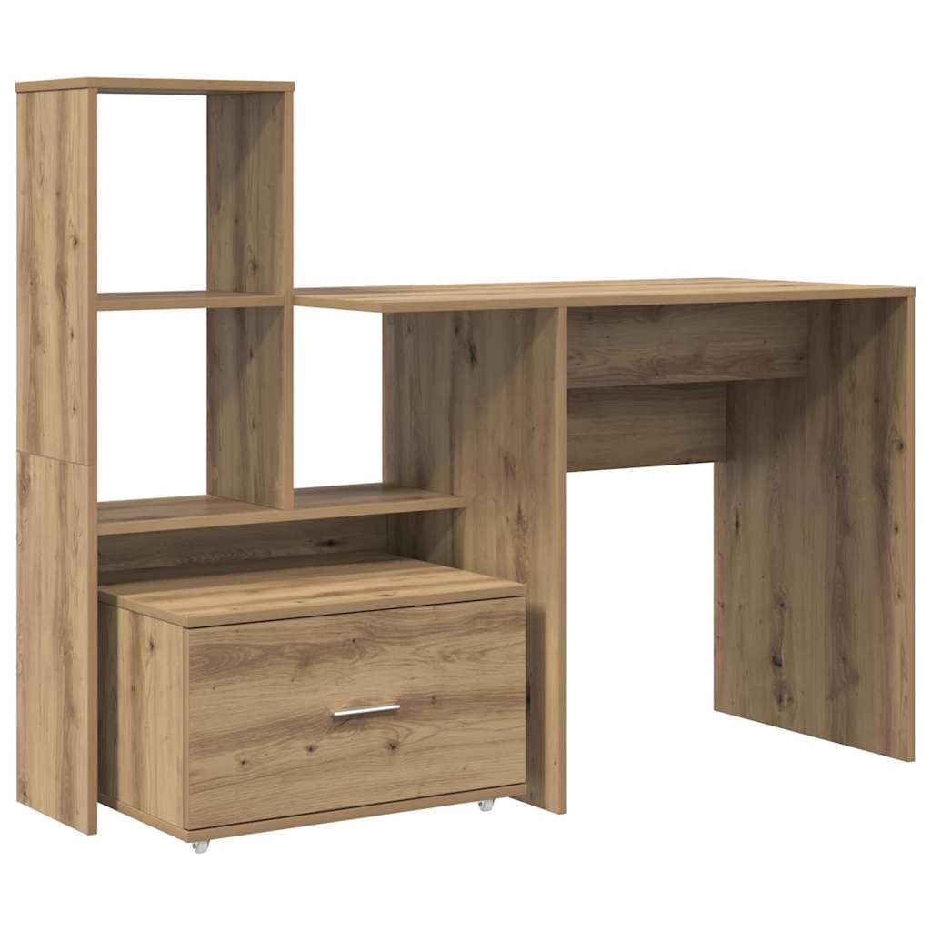Schreibtisch mit Regal Eiche handwerklich 131,5 x 50 x 106,5 cm