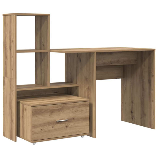 Schreibtisch mit Regal Eiche handwerklich 131,5 x 50 x 106,5 cm