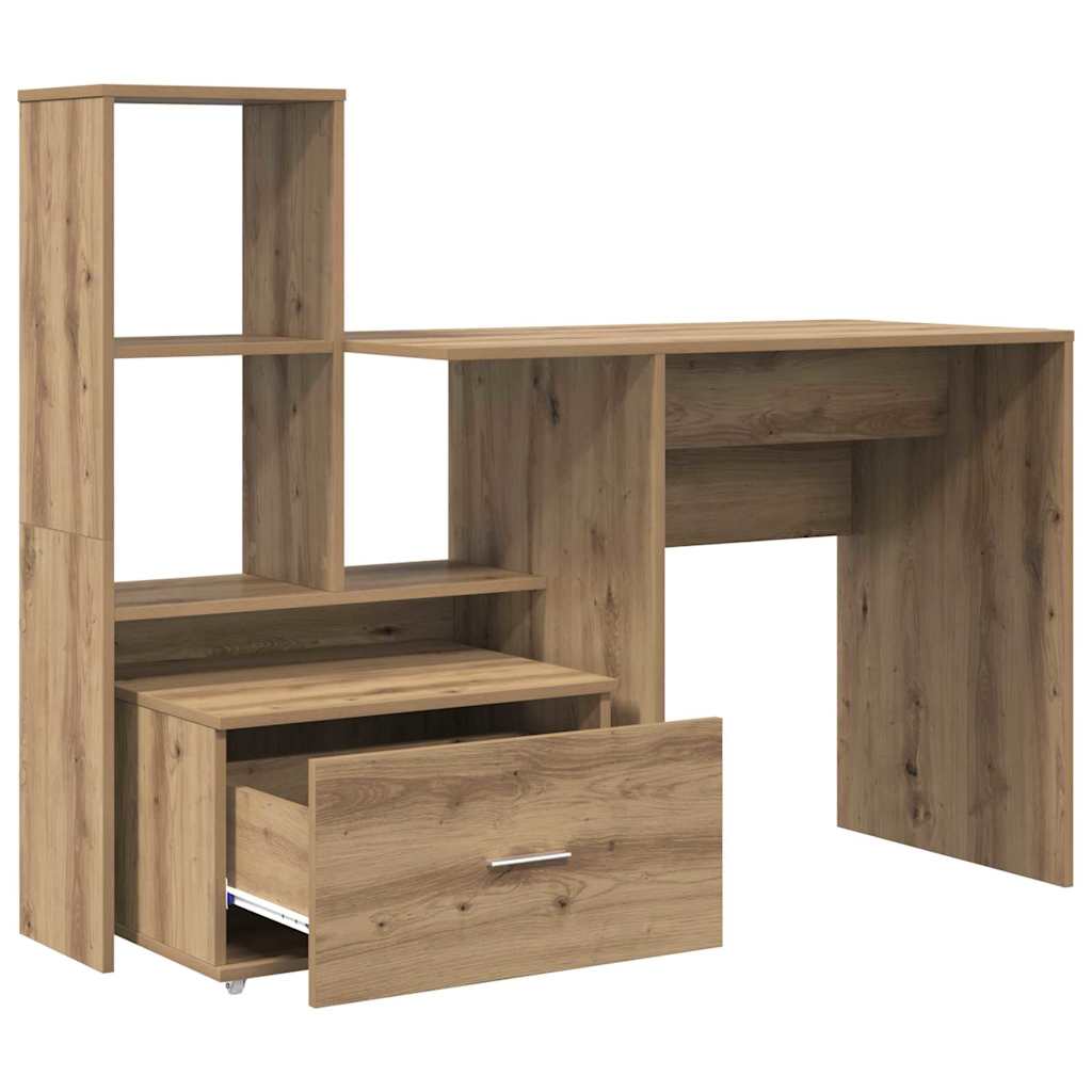 Schreibtisch mit Regal Eiche handwerklich 131,5 x 50 x 106,5 cm