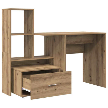 Schreibtisch mit Regal Eiche handwerklich 131,5 x 50 x 106,5 cm
