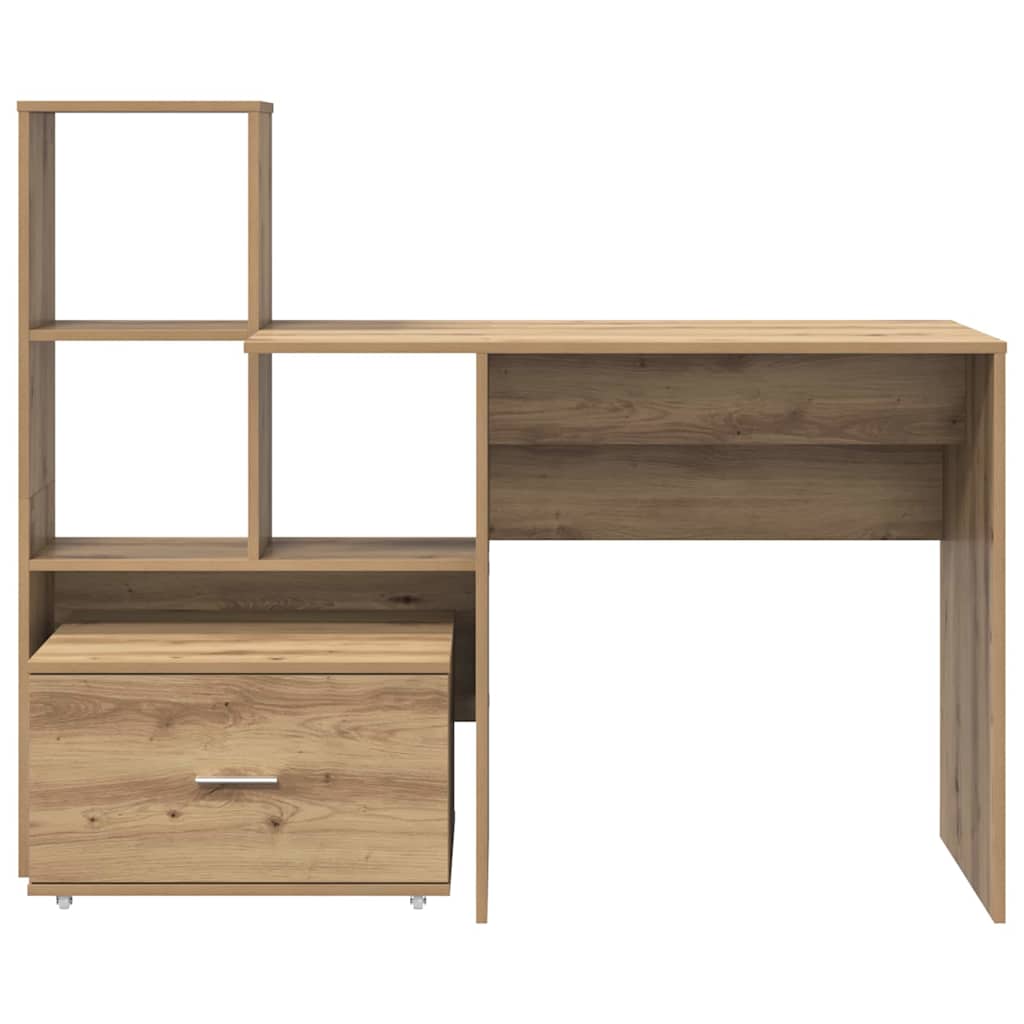 Schreibtisch mit Regal Eiche handwerklich 131,5 x 50 x 106,5 cm