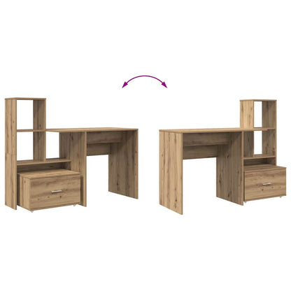 Schreibtisch mit Regal Eiche handwerklich 131,5 x 50 x 106,5 cm