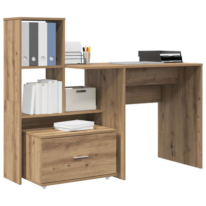 Schreibtisch mit Regal Eiche handwerklich 131,5 x 50 x 106,5 cm