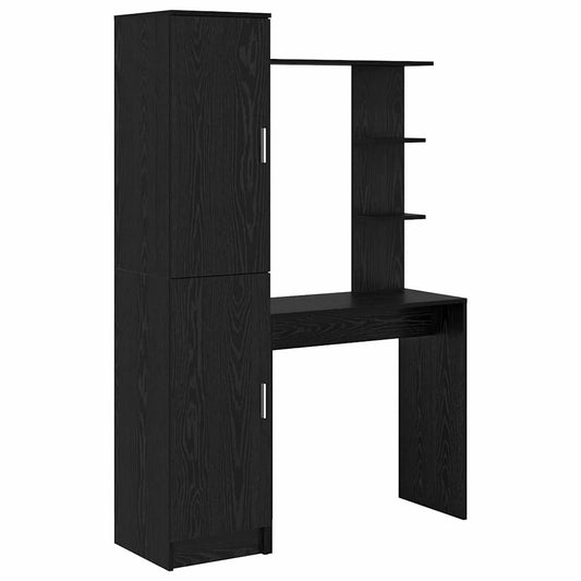 Schreibtisch mit Stauraum mit Regal 2 pcs Schwarze Eiche