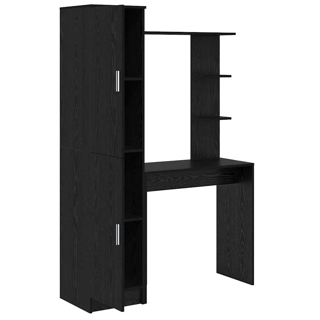 Schreibtisch mit Stauraum mit Regal 2 pcs Schwarze Eiche