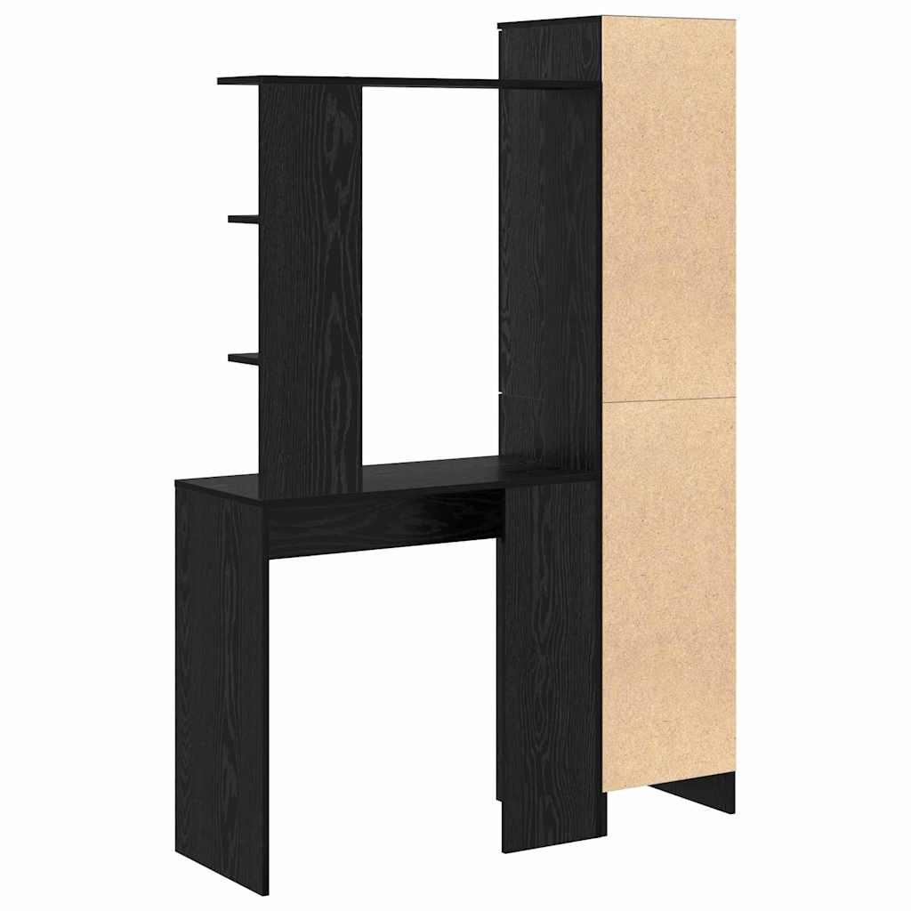 Schreibtisch mit Stauraum mit Regal 2 pcs Schwarze Eiche