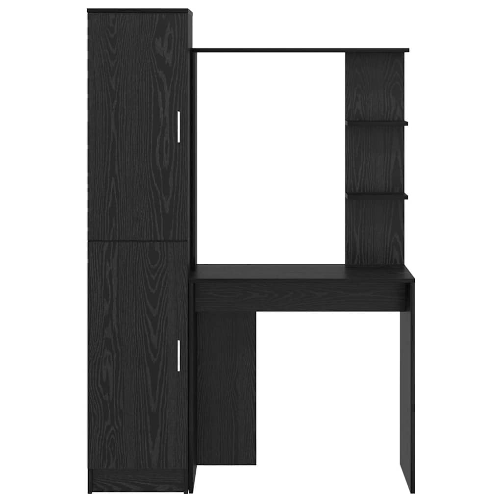 Schreibtisch mit Stauraum mit Regal 2 pcs Schwarze Eiche