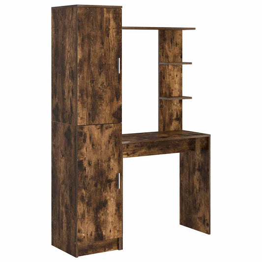 Schreibtisch mit Stauraum mit Regal 2 pcs Geräucherte Eiche