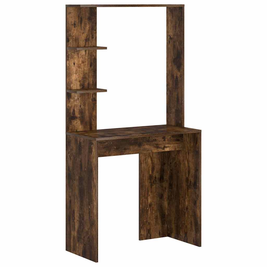 Schreibtisch mit Stauraum mit Regal 2 pcs Geräucherte Eiche